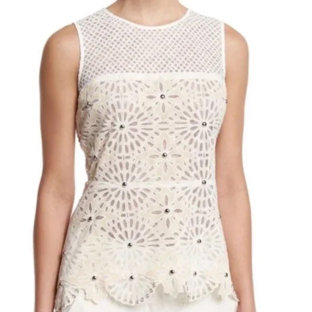 Veronica Beard Sunrise Beaded Crochet Top
